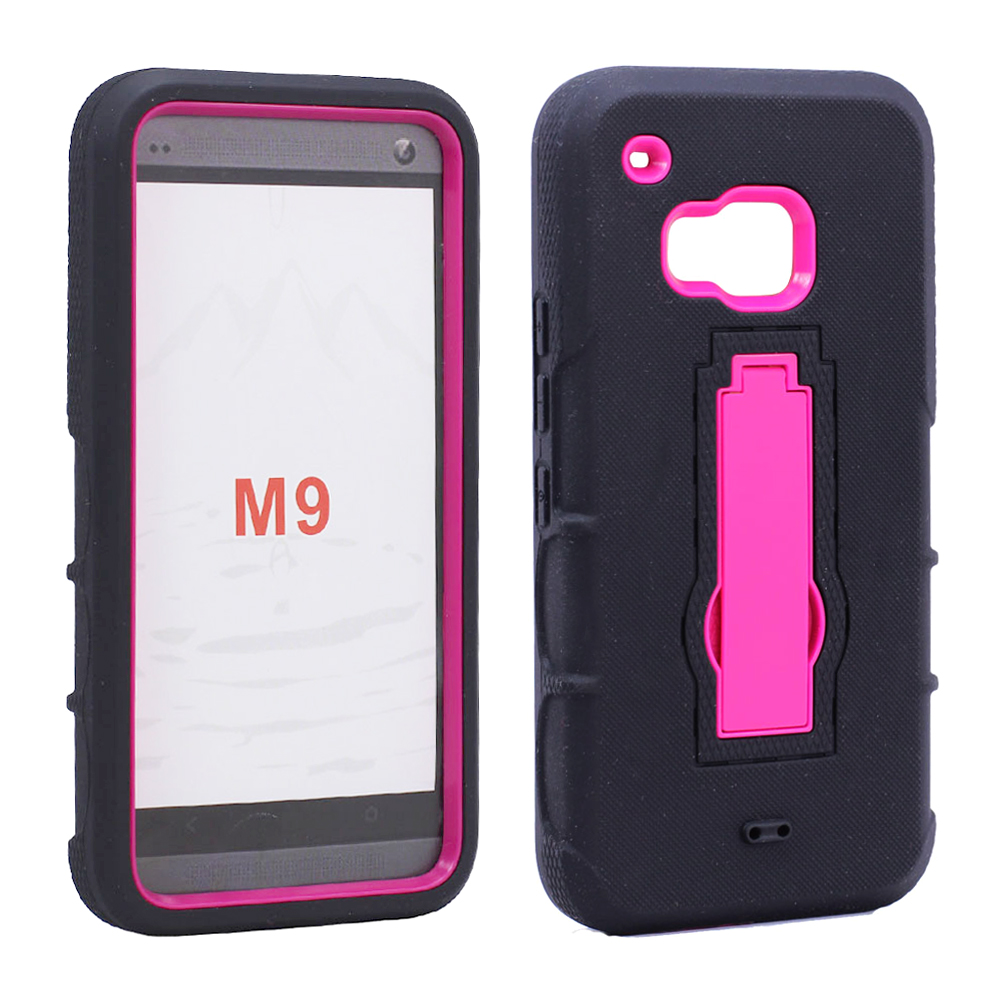 HTC ONE M9 Armor Hybrid Stand Case (Hot Pink)